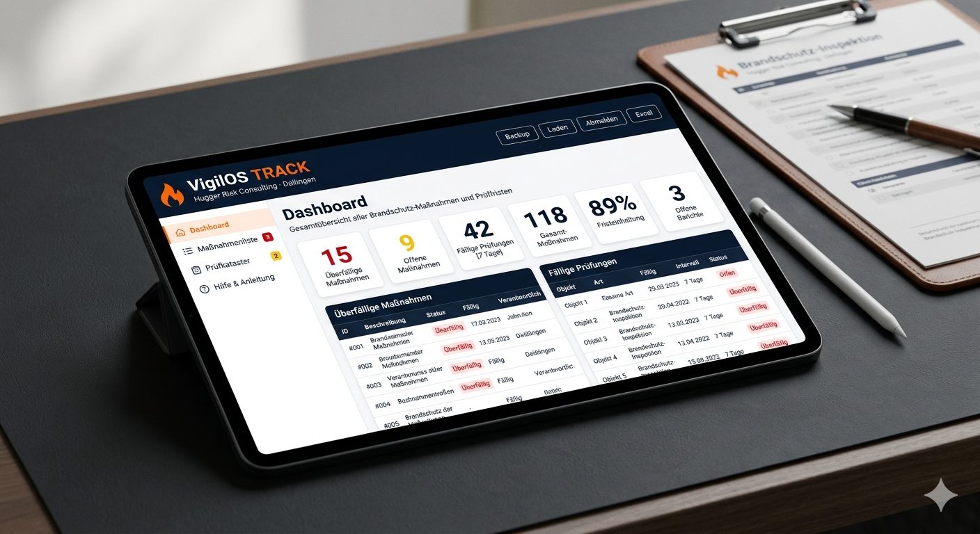 VigilOS TRACK Dashboard auf iPad